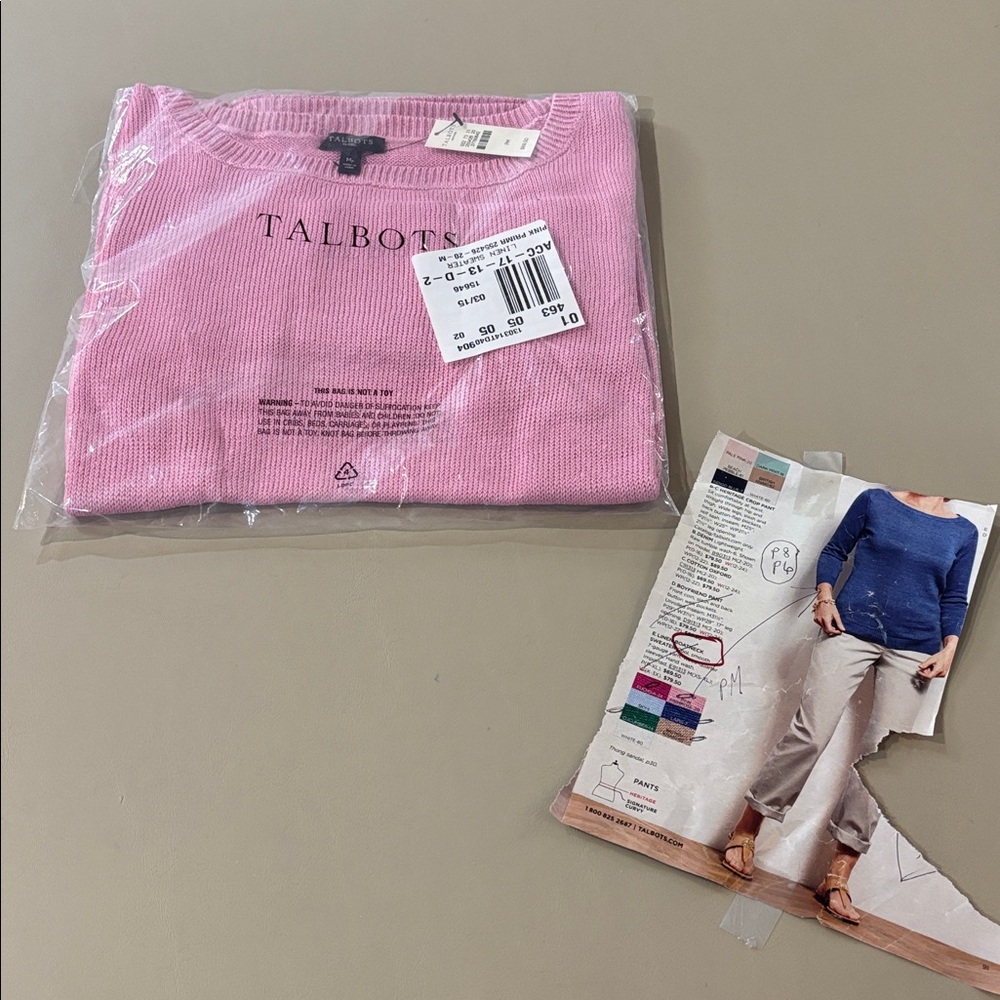 Talbots Pink Boatneck Linen Sweater NWT Size MP